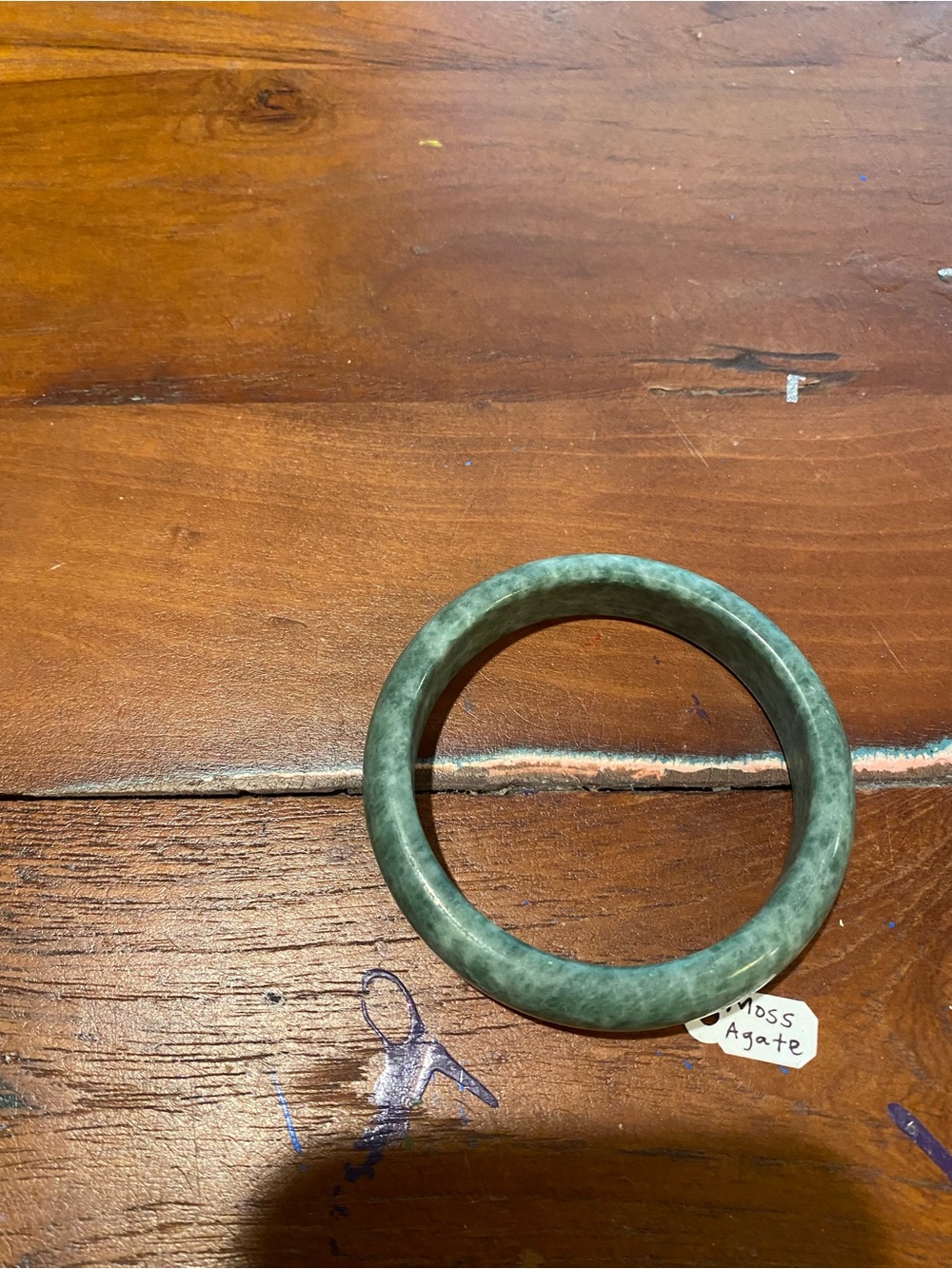 Agate Moss Colored Bangle Bracelet - Moss Agate